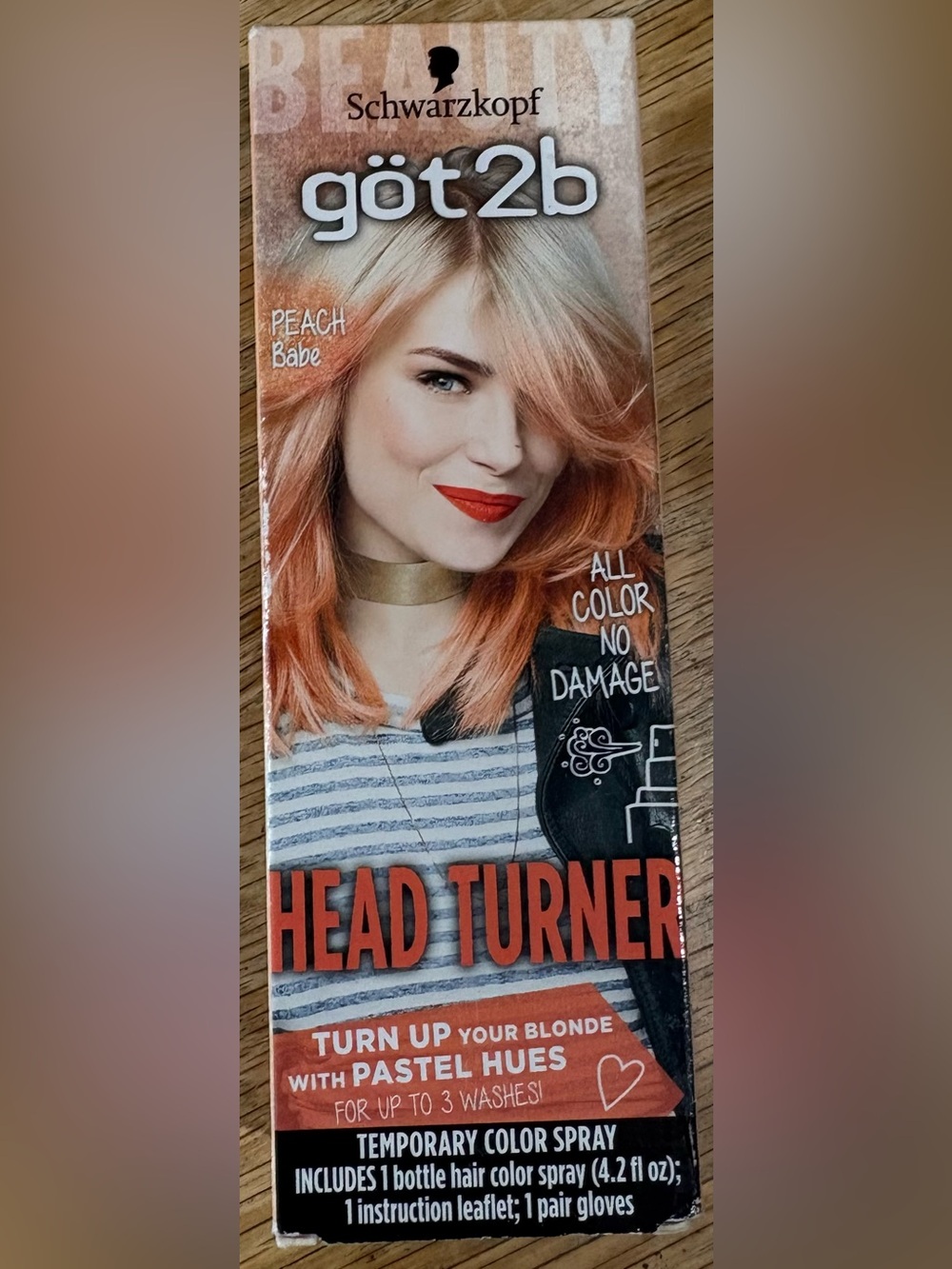Temporary hair color spray, Schwarzkopf got2b Head Turner, Peach Babe 4.2 fl oz